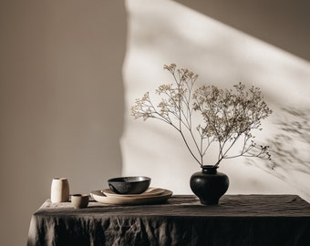 Linen tablecloth black, linen tablecloth rectangle, washed soft linen tablecloth oval blue, linen tablecloth square, linen tablecloth round