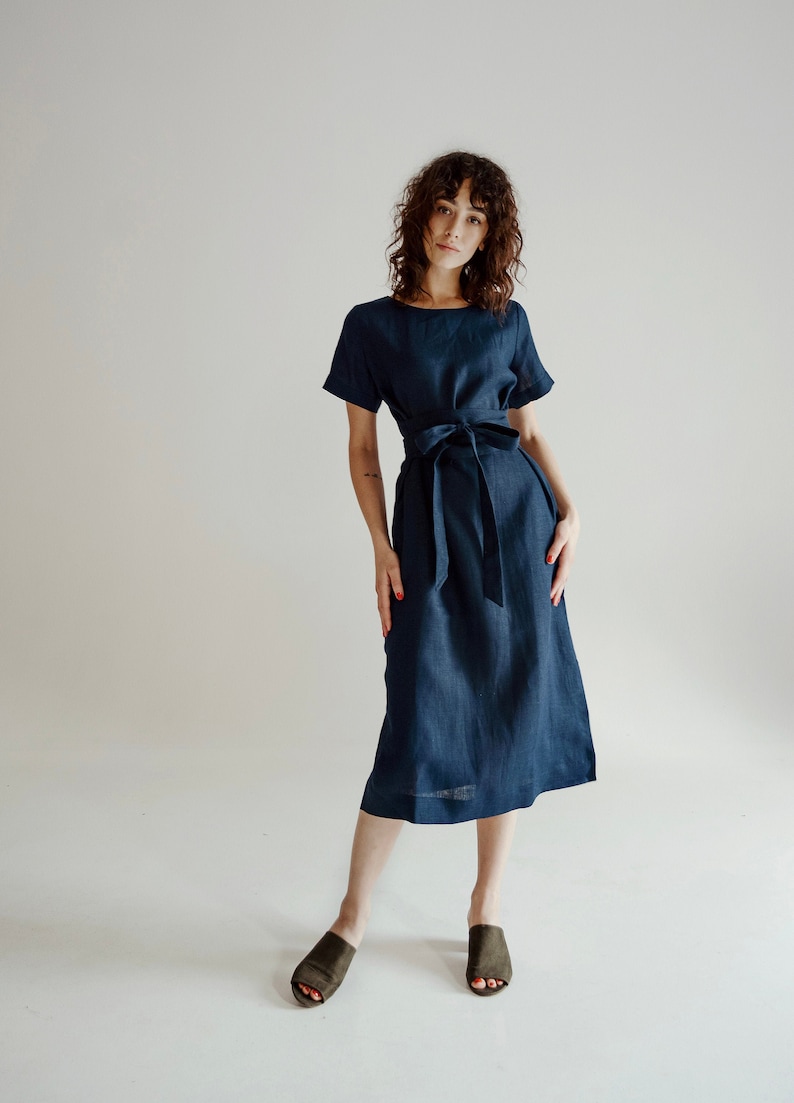 Long linen dress. Bridesmaid dress. Linen tunic. Wrap linen Etsy