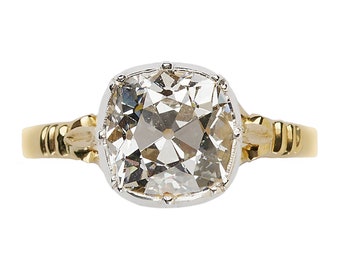 New Georgian Style Old Cut Diamond Gold And Platinum Solitaire Ring, 2.72ct