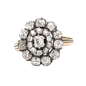 Antiker georgischer Diamant und Silber auf Gold Cluster Ring, circa 1830