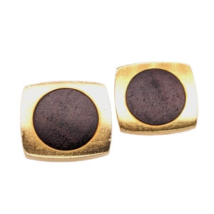 Vintage Hermès Wood And Gold Cufflinks, Circa 1970