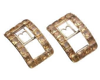 Antique George III Topaz And Gold Shoe Buckles, Circa 1790