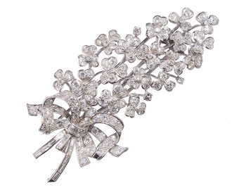 Vintage Diamond And White Gold Lilac Flower Brooch, Circa 1950