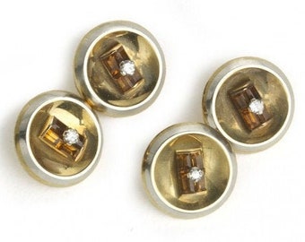 Gold, Citrine and Diamond Cufflinks, Circa 1960