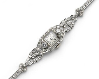 Lusserna Art Deco Diamond And Platinum Cocktail Wristwatch, Circa 1930