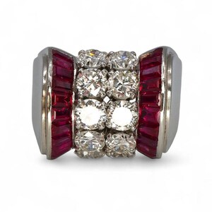 Late Art Deco Ruby, Diamond and Platinum Ring, Circa 1940