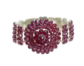 Antique Bohemian Garnet and Silver Bracelet, Circa 1900