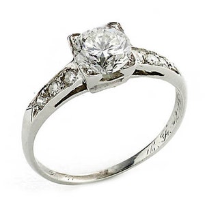 Art Deco Round Brilliant-Cut 1.01 Carat Diamond and Platinum Solitaire Ring, Circa 1934