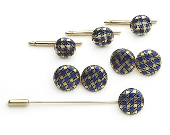 Vintage Tartan Enamel and Gold Dress-Set