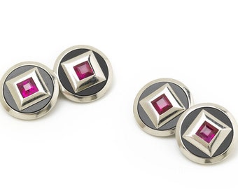 Art Deco Ruby & Black Onyx Cufflinks