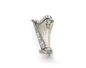 Diamond Harp Brooch