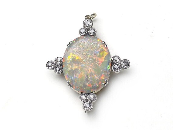 Antique Opal Diamond Brooch Etsy Australia