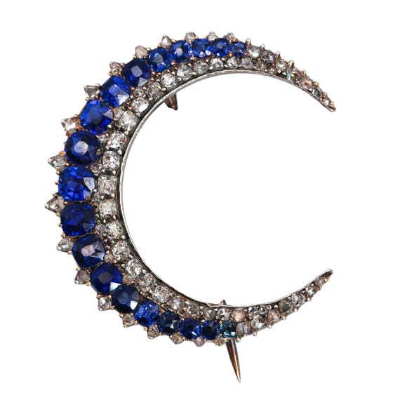 Broche Ancienne XVIIIe Siècle - Or, Diamants Et Saphirs - Bijou Vintage De Collection