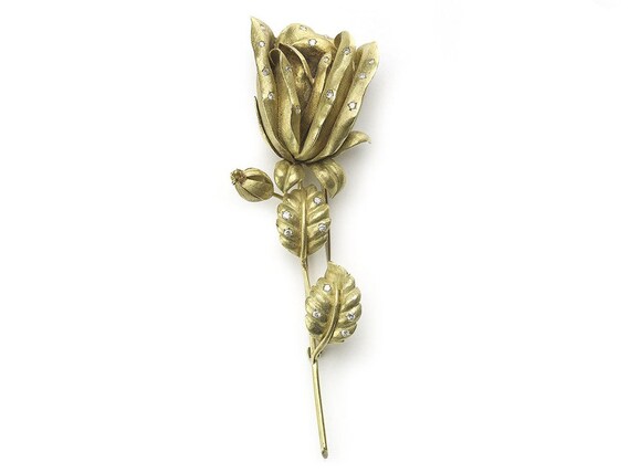 Diamond Rose Brooch