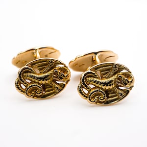 Vintage American 14 Carat Gold Dragon Cufflinks