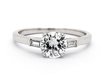 Vintage Solitaire Diamond and Platinum Ring, 0.81 Carats, Circa 1940