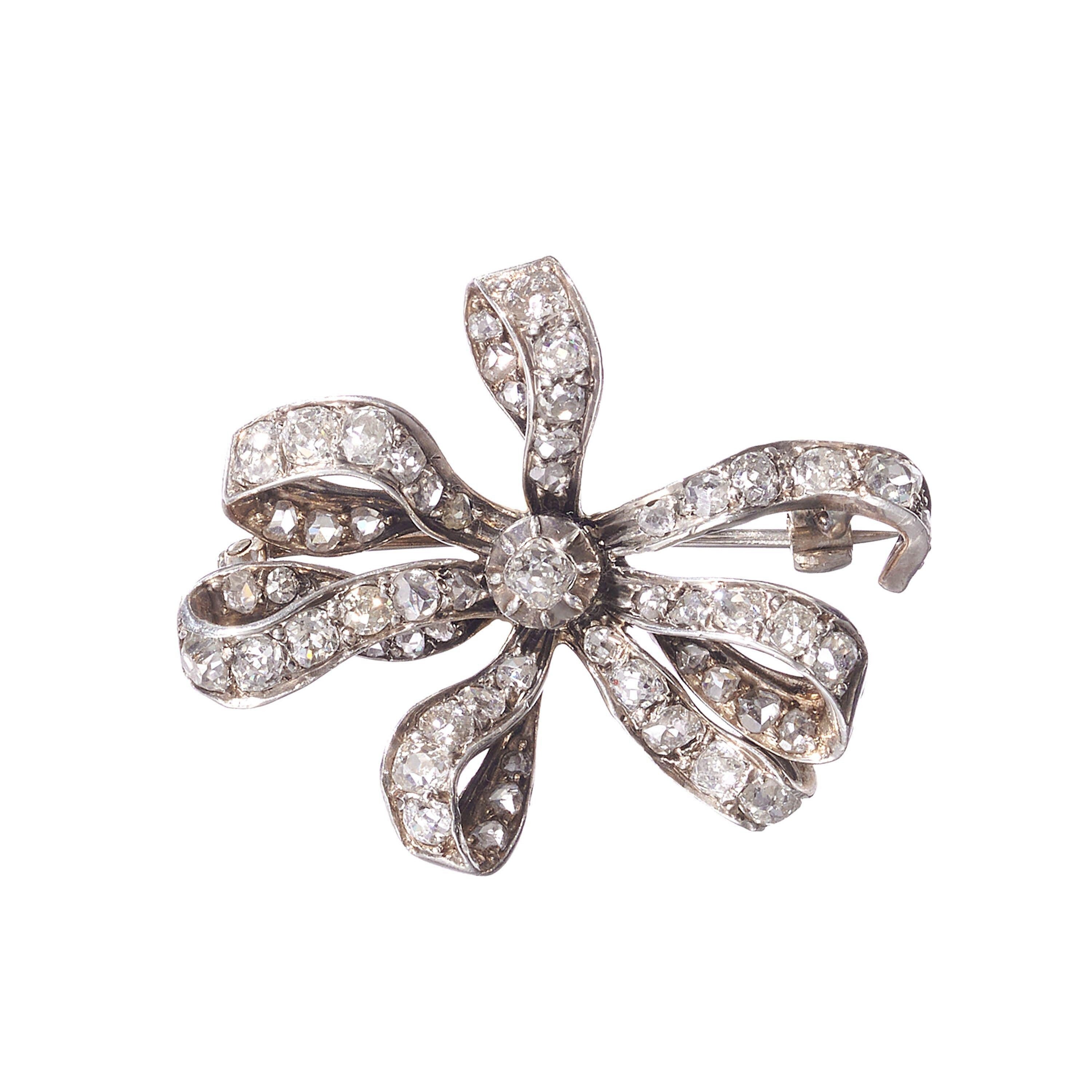 Diamond and 18ct White Gold Bow Brooch, 15.00ct, 1994 