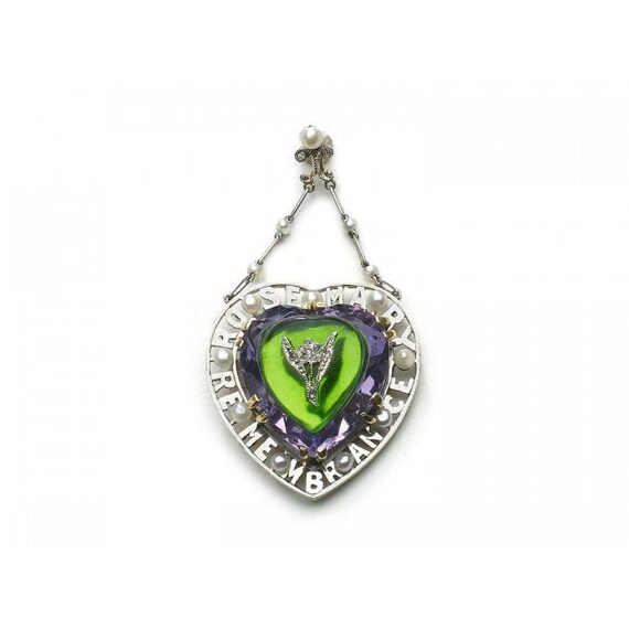 Antique Amethyst, Diamond & Glass Suffragette Pend