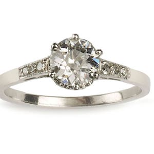 Art Deco Einzelstein Diamant und Platin Ring, 0.84ct, Circa 1930