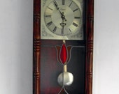 Vintage Emperor Quartz Westminster Chime Pendulum Wall Clock With A Stained Glass Panel