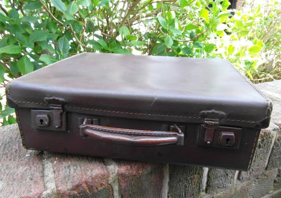 A Small Antique Faux Leather British Suitcase UK … - image 5