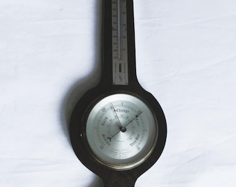 Baromètre Anglais Ancien En Bois Du 19ème Siècle, Instrument D Pour Le Temps Estimé