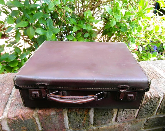 A Small Antique Faux Leather British Suitcase UK … - image 1