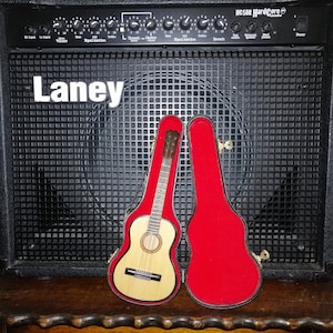 A Vintage Miniature Acoustic Guitar Model in Fitted Hard Case - 10"