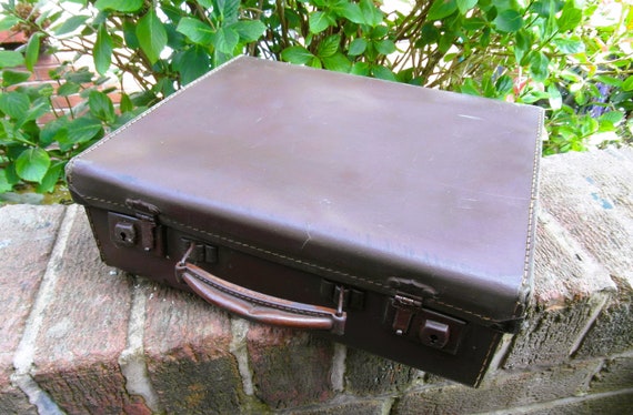A Small Antique Faux Leather British Suitcase UK … - image 4
