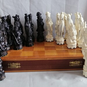  Luxury Chess Set - Antique Walnut Board in Mosaic Art with  Bzyantin Chess Pieces - 10 - Gift Item : Toys & Games