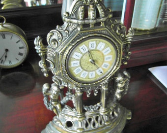vintage Splendex Mantel Clock  Mid Century  Mechanical Wood Clock  Table Clock  Wind-up Clock  Working!