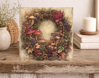 Enchanted Woodland  - Magic Mushrooms Fungi Fairy Ring Greeting Card - Toadstools Mushrooms