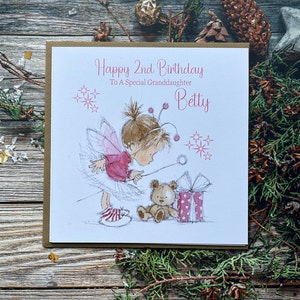 Personalised Birthday Card Daughter Granddaughter Great Granddaughter Sister Cousin Niece Goddaughter 1st 2nd 3rd 4th Fairy Stars  6"square