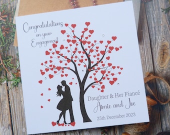 Personalised Engagement Card  Congratulations Love Tree Daughter Son Sister Brother Granddaughter Grandson Special Friends    EMBELLISHED