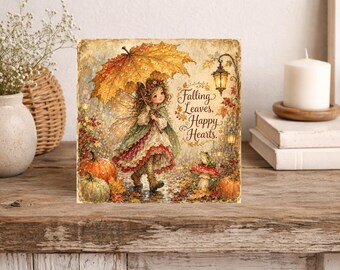 Enchanted Autumn Woodland Card - Forest Pixie  Pumpkins Toadstools -Birthday - Note Card - Countryside Wildlife Greeting Card