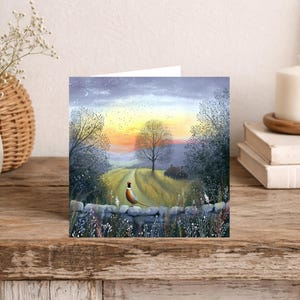 English Countryside Field Pheasant - Handmade Art Greeting Card - Special Occasion Card  (F3A)