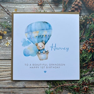 Personalised Birthday Card  Son Grandson Great Grandson Nephew Brother Friend 1st 2nd 3rd 4th 5th Cards for boys Air Balloon  (BAL)