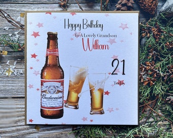 Personalised Birthday Card -Beer Son Grandson Nephew Special Friend Daughter Sister 18th 21st 30th 40th 50th cards for him or her