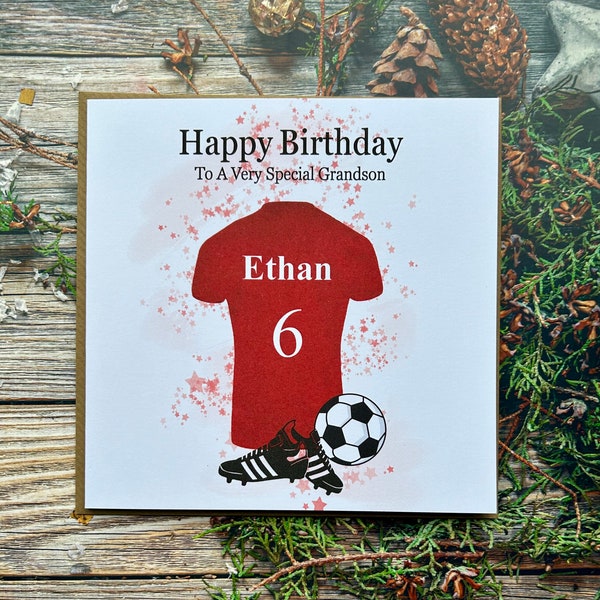 Personalised Birthday Card Football Son Grandson Nephew Brother Friend Football 5th 6th 7th 8th 9th 10th For Boys various colour shirts