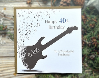 Personalised Birthday Card  Son Grandson Brother Nephew Dad Uncle Brother in Law Son in Law Grandad Guitar Music 14th 16th 18th 21st 30th