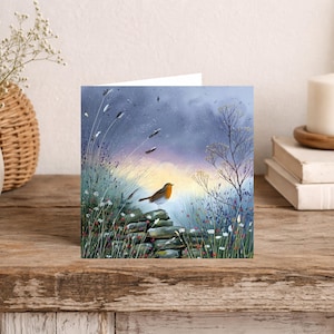 Summer Countryside Wildlife Robin - Handmade Blank Greeting Card - Special Occasion Card   (SMR7)