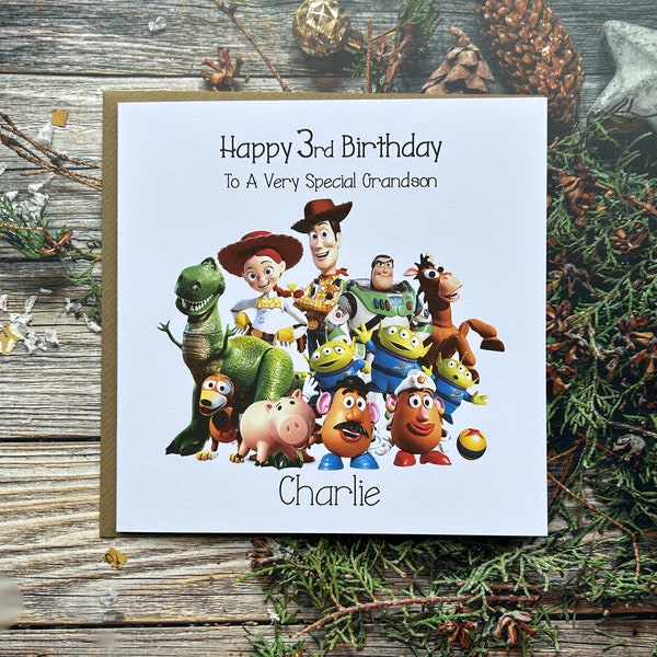 Personalised Birthday Card Son Grandson Brother Nephew Little Boy Daughter Niece Sister Friend TOY STORY 1st 2nd 3rd 4th 5th (KOP)