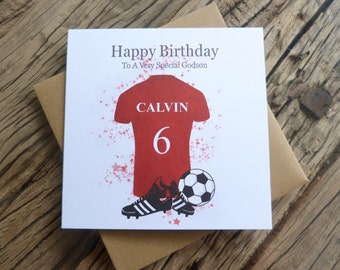 Personalised Birthday Card Football Son Grandson Nephew Brother Friend Football 5th 6th 7th 8th 9th 10th For Boys various colour shirts