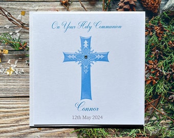 Personalised Holy Communion Card Boy/ Son Grandson Godson Nephew Cousin Special Boy 6" Square on your Holy Communion Card