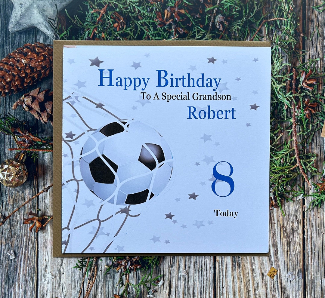 Personalised Birthday Card Football Son Grandson Great Grandson Nephew ...