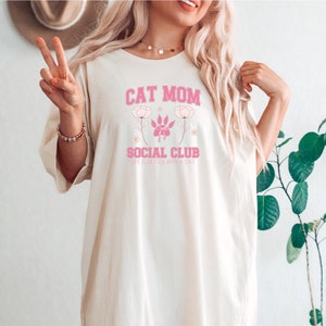 Cat Mom T-Shirt, Coquette Bow Shirt, Cat Mom Social Club Tee, Coquette Mom Shirt, Cat Mom Birthday Gift, Cat Lady T, Mothers Day Cat Shirt
