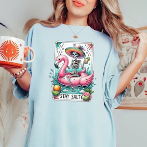 Koszulka z kartą tarota Stay Salty, koszulka Skeleton Mom, koszulka Celestial Mama, koszulka Witchy Vibe, koszulka z prezentem na dzień matki, prezent vintage dla mamy