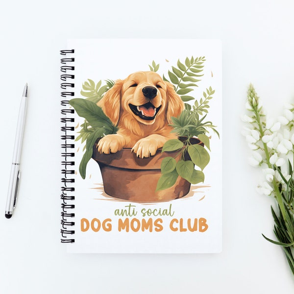 Golden Retriever Gift, Golden Retriever Mom, Dog Mama Gift, Dog Stationary, Anti Social Dog Moms Club, Dog Notepad, Golden Retriever Gift