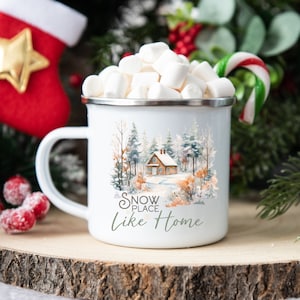 Winter Cabin Mug, Snow Place Like Home, Holiday Cheer Mug Gift, Cozy Christmas Mugs, Camping Mug Gifts, Winter Wonderland