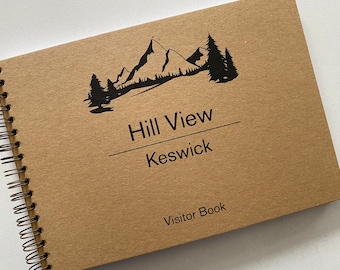 Personalised Kraft & Black Visitors Book, Holiday Home Guest Book, Holiday Home Welcome Book